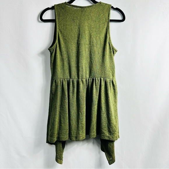 NWT Bobeau Petite Women’s Sz Small Petite Olive Flowy Open Sleeveless Cardigan - Picture 2 of 3